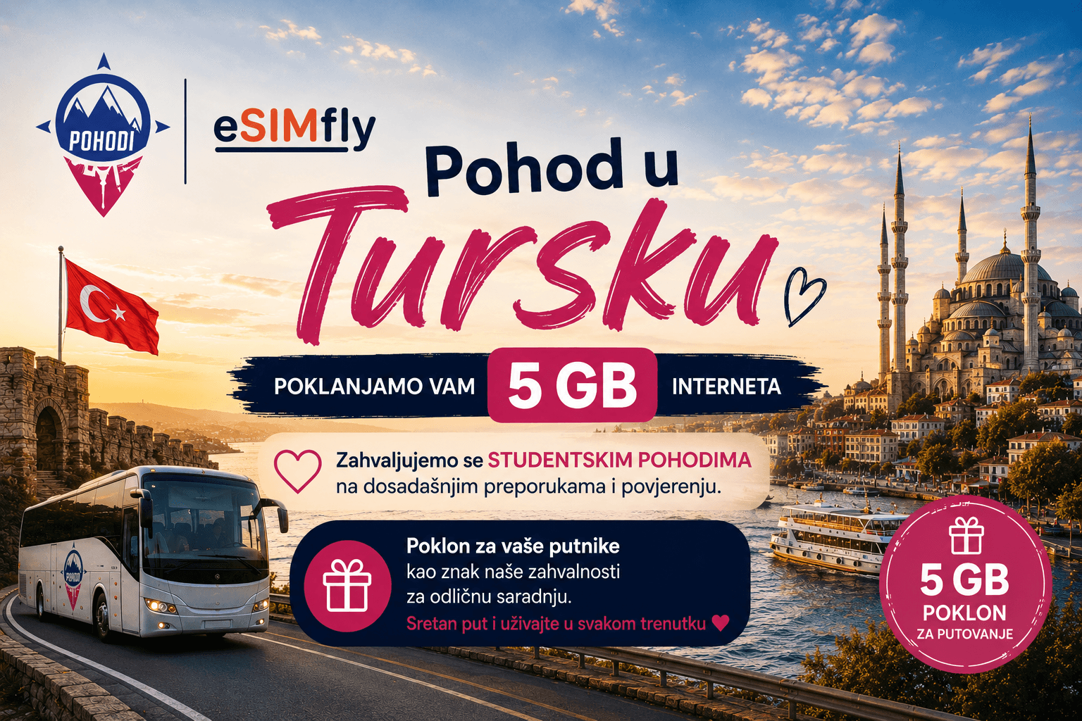 Studentski pohodi i eSIMFly — Pohod u Tursku, poklanjamo 5 GB interneta