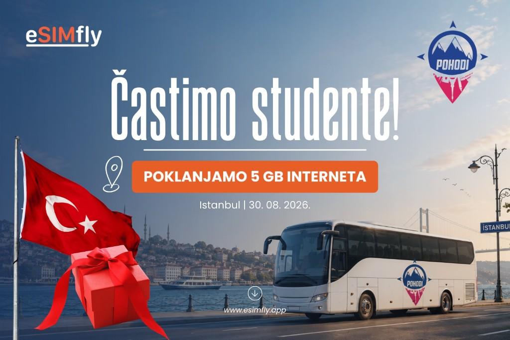 Častimo studente — eSIMFly poklanja 5 GB interneta za Istanbul